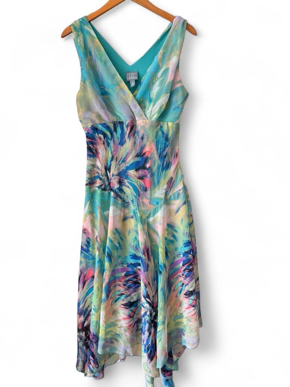 Rabbit Rabbit Rabbit Teal Multi-Color Asymmetrical Floral Dress - Picture 2 of 6